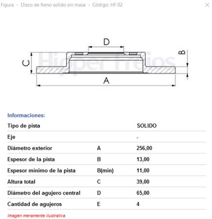 DISCO FRENO DELANTERO ALTERNAT. HIPPER F